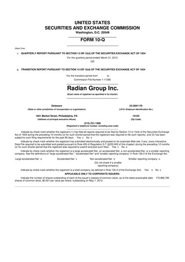 Thumbnail Radian Group
 10-Q Quarterly Report FY2013 