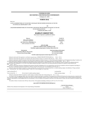 Thumbnail Radian Group
 10-K Annual Report 2014