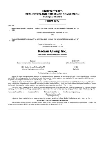 Thumbnail Radian Group
 10-Q Quarterly Report FY2015 