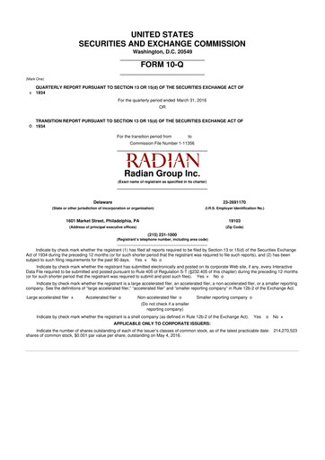 Thumbnail Radian Group
 10-Q Quarterly Report FY2016 