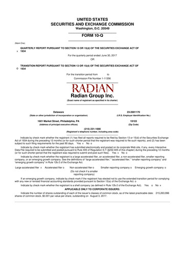 Thumbnail Radian Group
 10-Q Quarterly Report FY2017 
