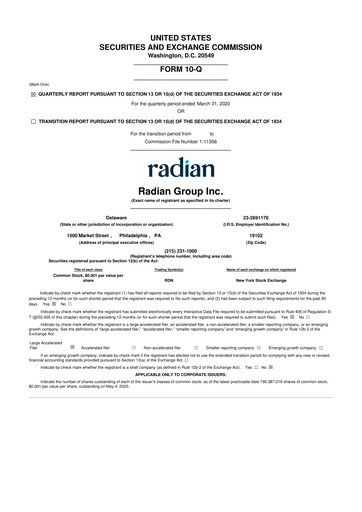 Thumbnail Radian Group
 10-Q Quarterly Report FY2020 
