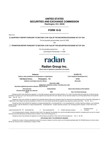 Thumbnail Radian Group
 10-Q Quarterly Report FY2020 