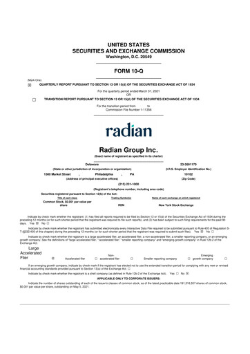 Thumbnail Radian Group
 10-Q Quarterly Report FY2021 