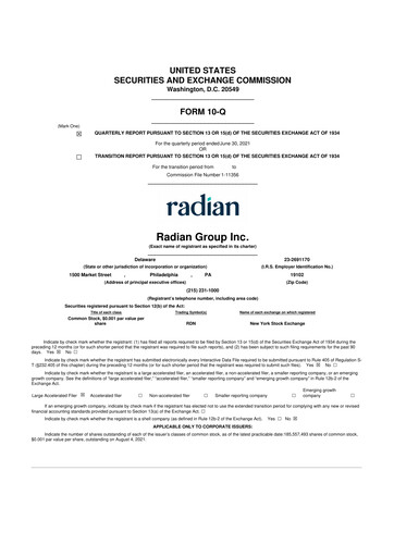 Thumbnail Radian Group
 10-Q Quarterly Report FY2021 