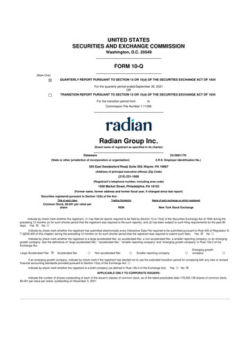 Thumbnail Radian Group
 10-Q Quarterly Report FY2021 