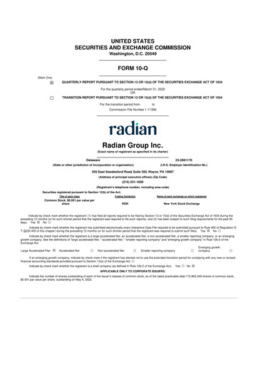 Thumbnail Radian Group
 10-Q Quarterly Report FY2022 