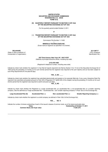 Thumbnail Minerals Technologies 10-Q Quarterly Report FY2011 