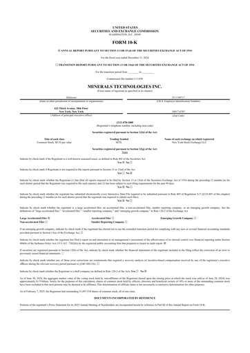 Thumbnail Minerals Technologies 10-K Annual Report 2024