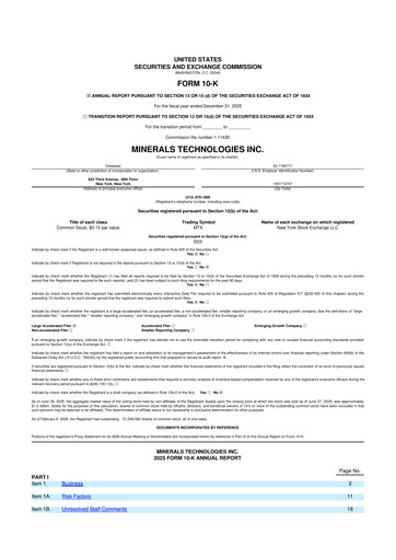 Vorschaubild Minerals Technologies 10-K Jahresbericht 2025