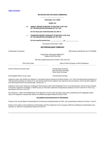 Thumbnail Weyerhaeuser
 10-K Annual Report 2001