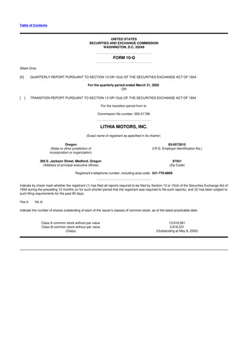Vorschaubild Lithia Motors 10-Q Quartalsbericht  