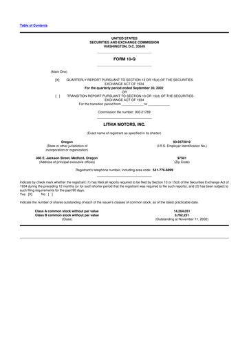 Vorschaubild Lithia Motors 10-Q Quartalsbericht  