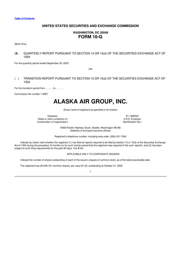 Thumbnail Alaska Airlines
 10-Q Quarterly Report FY 
