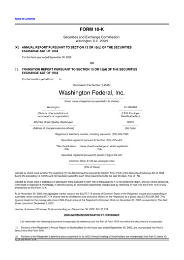 Thumbnail WaFd Bank 10-K Annual Report 