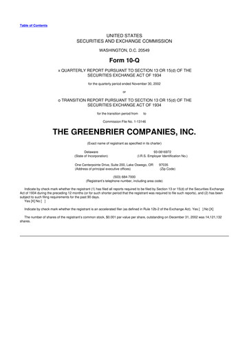 Thumbnail The Greenbrier Companies
 10-Q Quarterly Report FY 