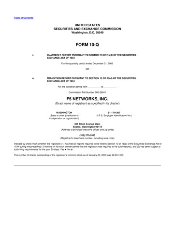 Vorschaubild F5 10-Q Quartalsbericht  