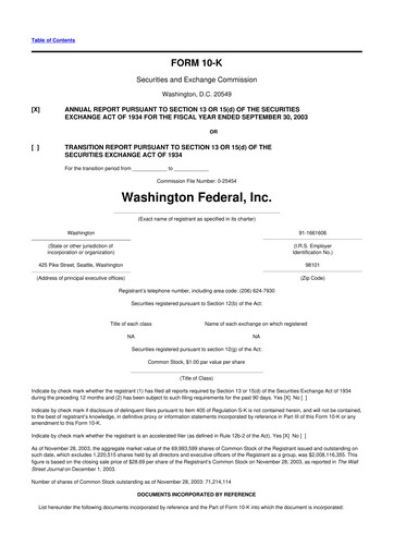 Thumbnail WaFd Bank 10-K Annual Report 