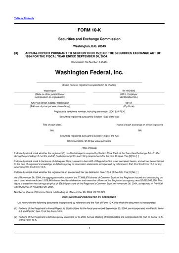 Thumbnail WaFd Bank 10-K Annual Report 