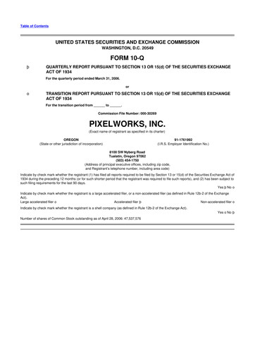 Miniature Pixelworks 10-Q Rapport trimestriel  