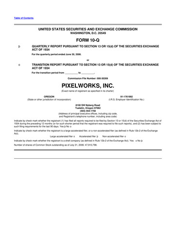 Miniature Pixelworks 10-Q Rapport trimestriel  