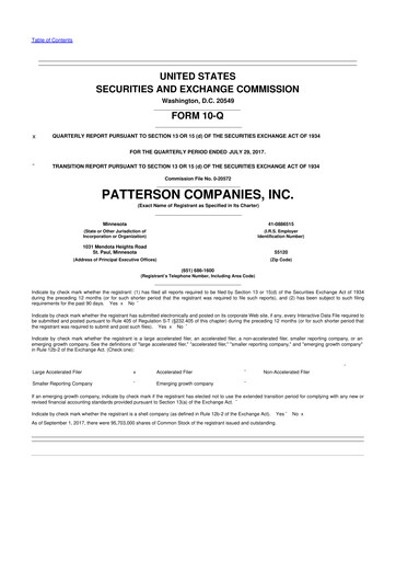 Thumbnail Patterson Companies
 10-Q Quarterly Report FY2018 