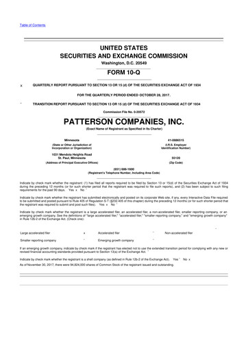 Thumbnail Patterson Companies
 10-Q Quarterly Report FY2018 