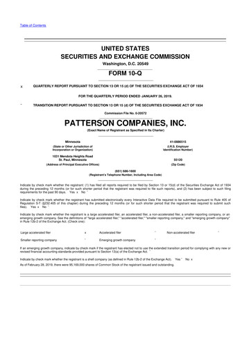 Thumbnail Patterson Companies
 10-Q Quarterly Report FY2019 