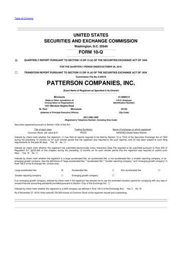 Thumbnail Patterson Companies
 10-Q Quarterly Report FY2020 
