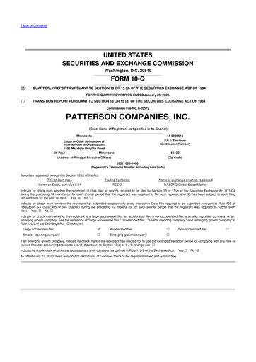 Thumbnail Patterson Companies
 10-Q Quarterly Report FY2020 