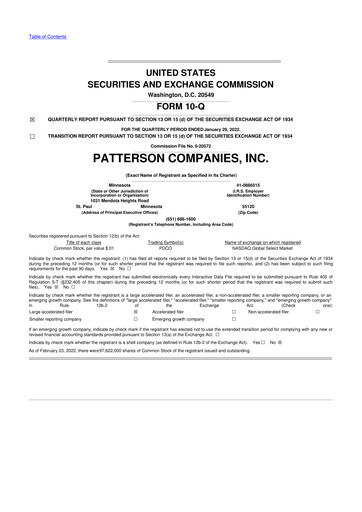 Thumbnail Patterson Companies
 10-Q Quarterly Report FY2022 