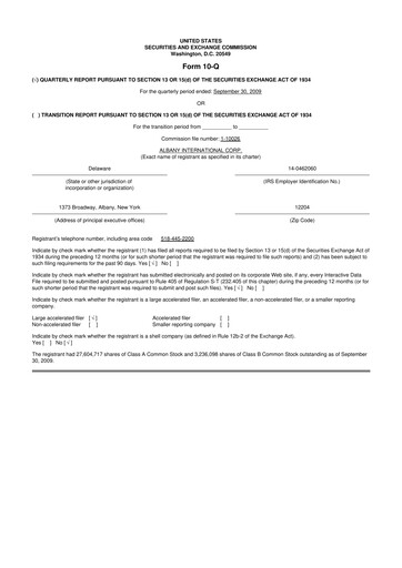 Thumbnail Albany International
 10-Q Quarterly Report FY 