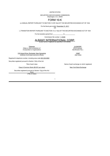 Thumbnail Albany International
 10-K Annual Report 2011