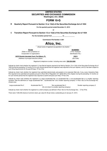 Thumbnail Alico
 10-Q Quarterly Report FY2014 