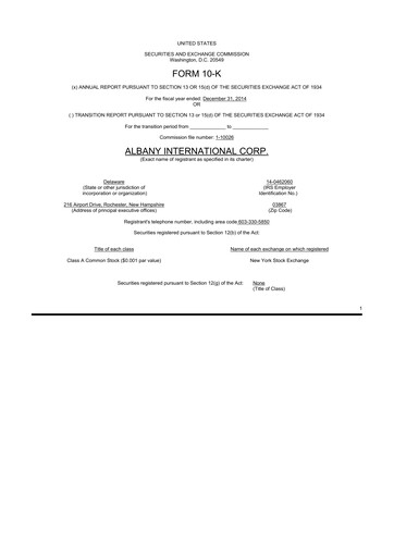 Thumbnail Albany International
 10-K Annual Report 2014