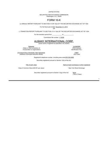 Thumbnail Albany International
 10-K Annual Report 2015