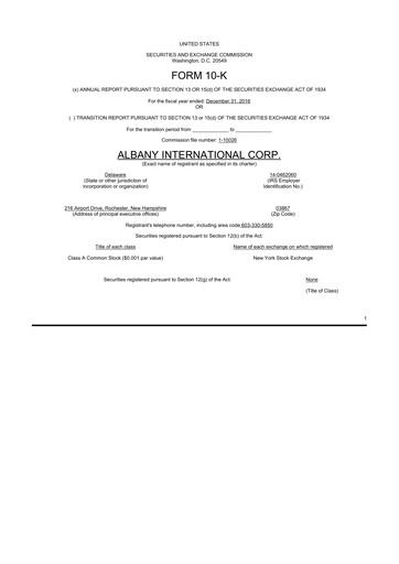 Thumbnail Albany International
 10-K Annual Report 2016