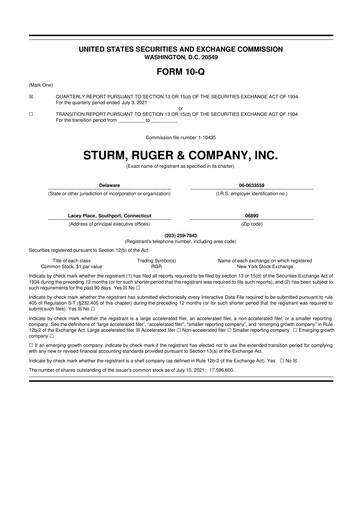 Thumbnail Sturm, Ruger & Co 10-Q Quarterly Report FY2021 