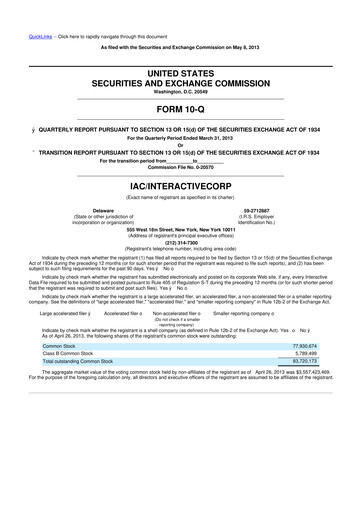 Thumbnail Match Group 10-Q Quarterly Report FY2013 