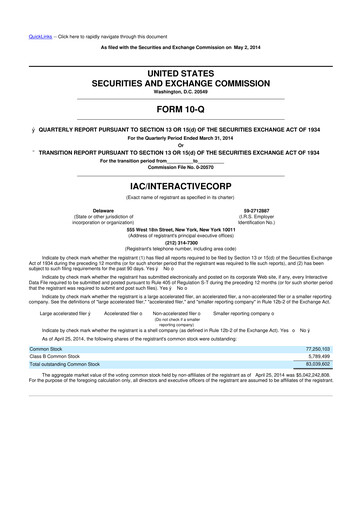 Thumbnail Match Group 10-Q Quarterly Report FY2014 