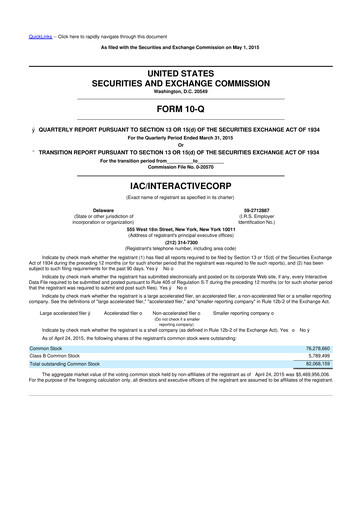 Thumbnail Match Group 10-Q Quarterly Report FY2015 