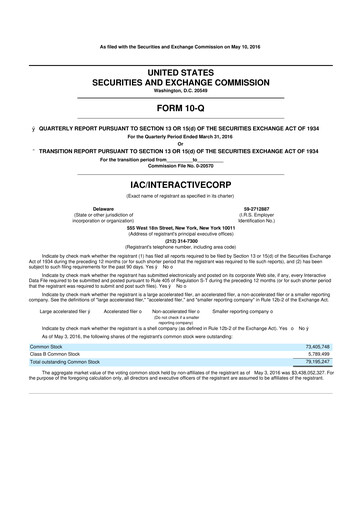 Thumbnail Match Group 10-Q Quarterly Report FY2016 