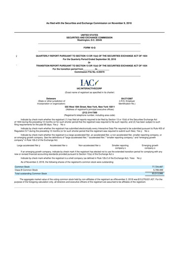 Thumbnail Match Group 10-Q Quarterly Report FY2018 