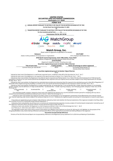 Thumbnail Match Group 10-K Annual Report 2023