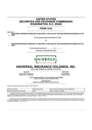 Thumbnail Universal Insurance Holdings 10-Q Quarterly Report FY2020 