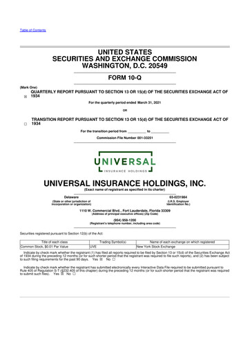 Thumbnail Universal Insurance Holdings 10-Q Quarterly Report FY2021 