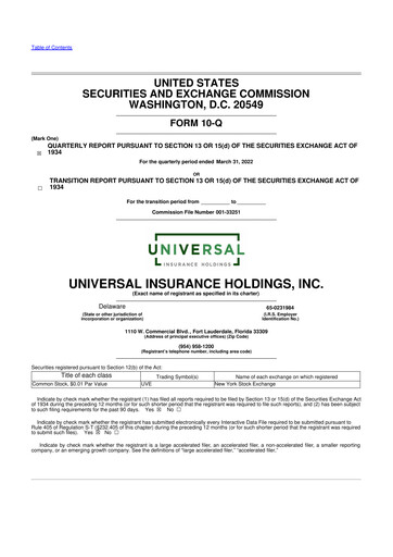 Thumbnail Universal Insurance Holdings 10-Q Quarterly Report FY2022 