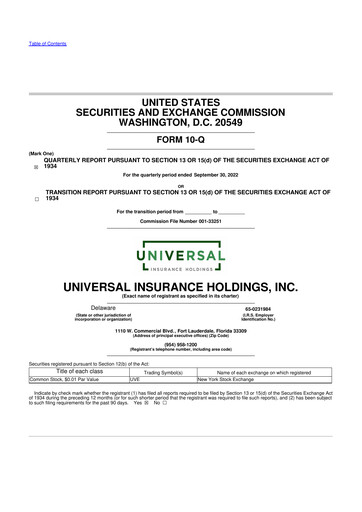 Thumbnail Universal Insurance Holdings 10-Q Quarterly Report FY2022 