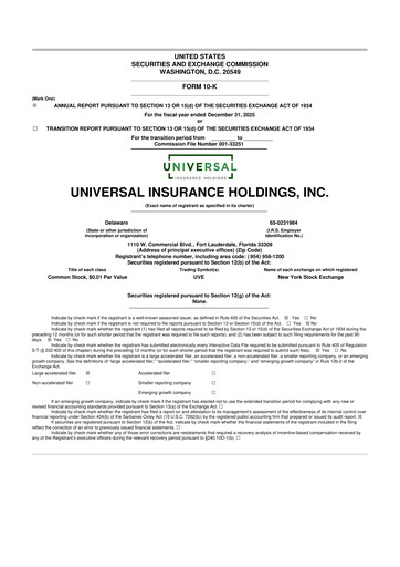 Thumbnail Universal Insurance Holdings 10-K Annual Report 2025