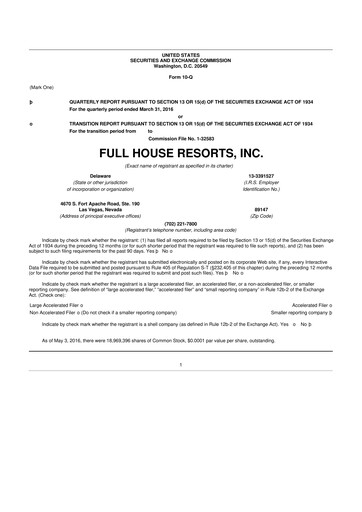 Vorschaubild Full House Resorts
 10-Q Quartalsbericht 2016 